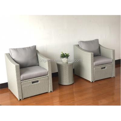 China Modern Hidden Stool Designed Classic 2 Seater Bar Table And Outdoor Chair Set Furniture Rattan for sale