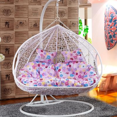 China Modern Outdoor Furniture Rattan Double Egg Seats Hanging Nest Swing ORW-1006A for sale