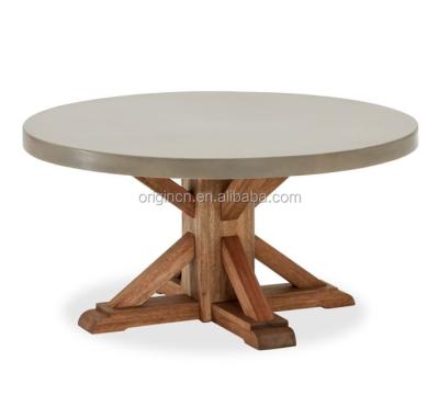 China Modern Look New Design Industrial Patio Outdoor Used Pine Wood Round Concrete Table for sale