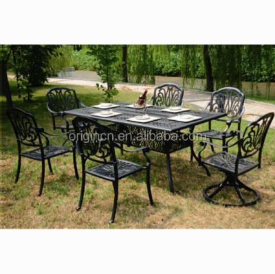 China Modern exquisite cast aluminum outside garden dining furniture outdoor table and cafe metal chairs for sale