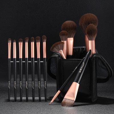 China Angular Blush XINYAN Super Quality 14pcs Professional Black Nylon Hair Makeup Set Brushes With Bag Drop Shipping for sale