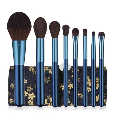 China Angular Blush XINYAN 8 PCS Green Makeup Set Brushes With Bag Bohemia Private Label Brush Cosmetic Tools for sale