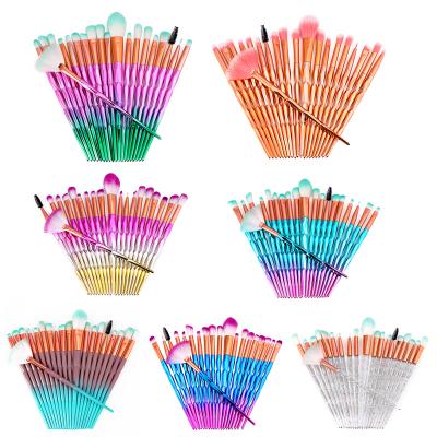 China XINYAN Durable 2020 Hot Selling 20pcs Sets Colorful Diamond Makeup Brushes Eye Makeup Brush Set for sale