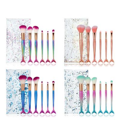 China Angular Blush XINYAN High Quality Professional Best Makeup Brushes 6pcs Cheap Mermaid Makeup Brushes Gradient for sale