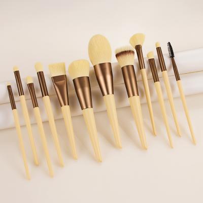 China Angular Blush XINYAN Popular Wooden Makeup Brushes 12pcs Synthetic Eyeshadow Brush Set Cosmetic Brush For Eyeshadow Makeup for sale