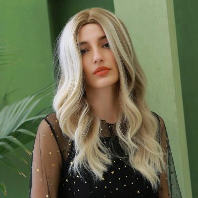 China XZL Water Wave BEAUTY Natural Luxury Wavy Highlight Long Wave Wig 26inches Blonde Synthetic Hair Wigs for sale