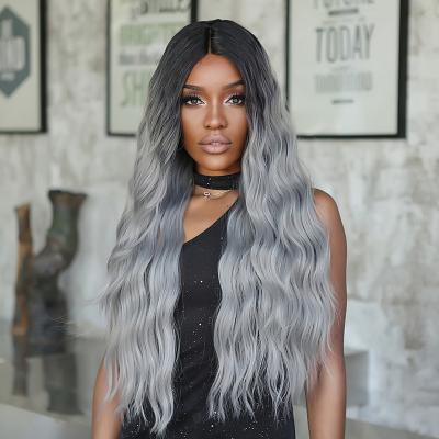 China New Collection Water Wave Synthetic Lace Frontal Hair Wigs For Women for sale