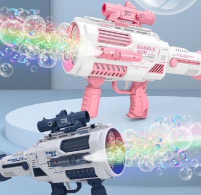 China 2022 Plastic Party Toys Boom Boom Bubble Gun 69 Hole Bubble Gatling Rocket Launcher Toy Party Supplies Gift Gun for sale