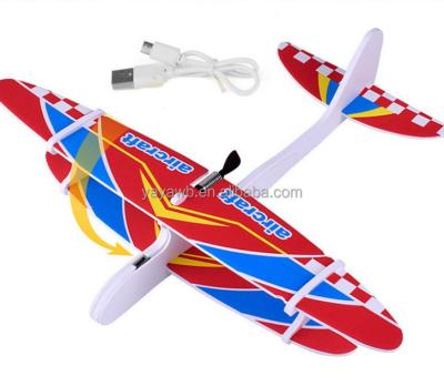 China Hot Selling Wooden Foam PPE Airplane Hand Model Glider Electric Kids Outdoor Playground Launch Plane For Kids Toy for sale