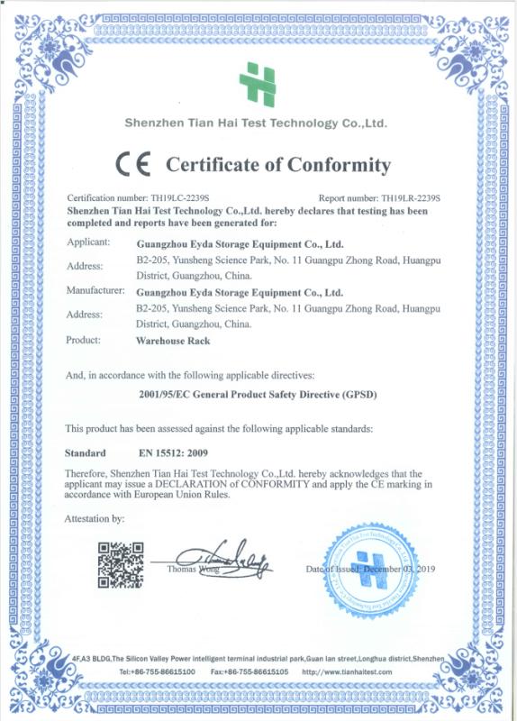 CE - Guangzhou Eyda Storage Equipment Co. Ltd.