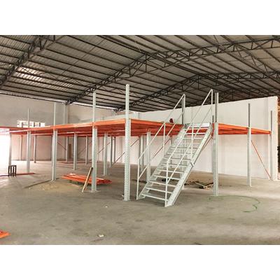 China Corrosion Protection Warehouse Loft Storage Space Steel Structure Saving Multi Layer Platform Racking With Staircase for sale