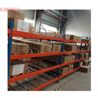 China Paperboard Gravity Flow Plastic Roll Safe Industrial Rack for sale