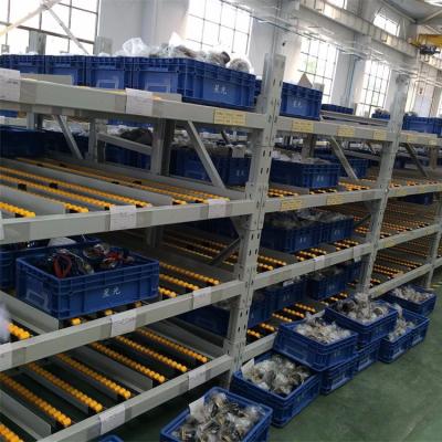 China Safe Industrial Warehouse Storage Cardboard Gravity Roll Sliding Rack System for sale