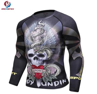 China Quick Dry Fashion Sublimated Custom Design Your Own Guard Rash 100% Spandex Fabric for sale