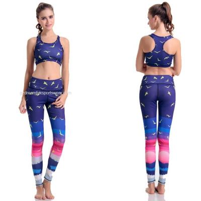 China Women Yoga Pants Antibacterial Custom Fitness Sublimated Yoga Set for sale