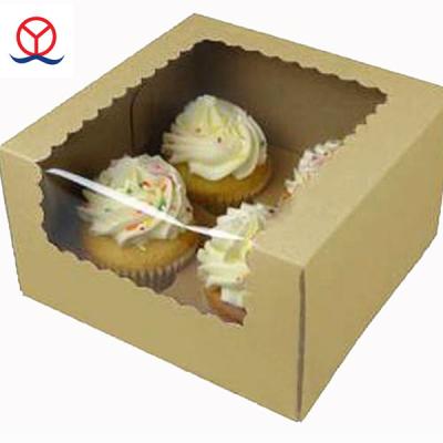 China Handmade Hot Sale Customized Bakery Packaging Boxes For Cupcakes With Clear Window for sale