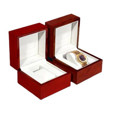 China Recycled Materials Retail Large Grain High Glossy Mahogany Wooden Storage Simple Watch Box With Jewelry Pouch for sale