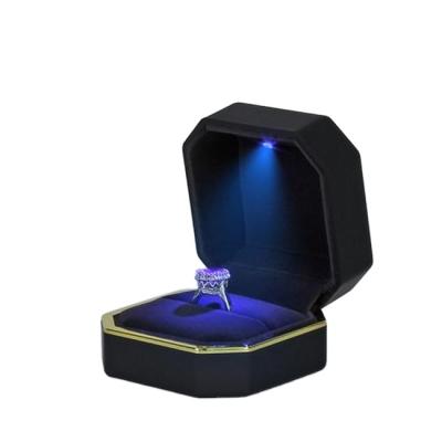 China Handmade Custom Propose Wedding Ring White Black LED Jewelry Box, Custom Ring Valentines Jewelry Box for sale