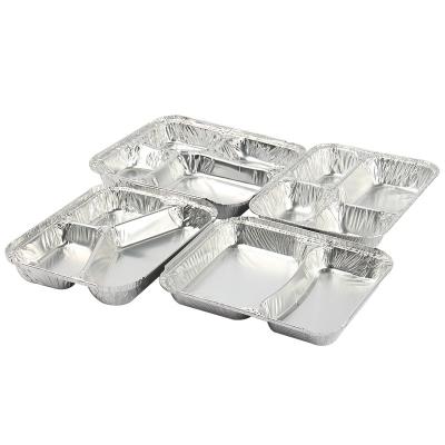 China 800ml Aluminiumfolie Lunchbox 230mm*175mm*38mm Großhandel Container Tray Quadratische Pfannen hohe Qualität 2 Gitter zu verkaufen