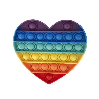 China Cute Rainbow Silicone Push Noise Bubble Antistress Antistress Toys Heart Sensory Toy Sets In Bulk for sale