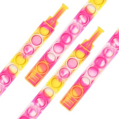 China Push Pop Bubble Silicone Antistress Antistress Soft Wristband Unzip Chill Game Birthday Gifts for sale