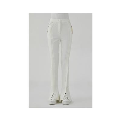 China Anti-pilling Women's Tight Casual Pants Ladies Skinny Slit Flare Pants for sale