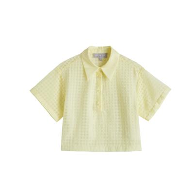 China 2021 summer new arrival high quality yellow short sleeve mesh shirt blouse leisure style anti-wrinkle for sale