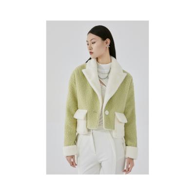 China 2021 Hot Sale Women's Plush Lapel Coat Long Sleeve Cardigan QUICK DRY Green Color for sale