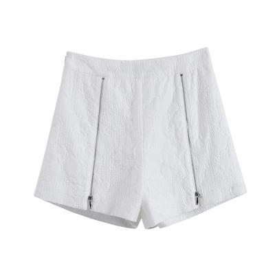 China Original Anti-Wrinkle Design Casual Ladies High Waist Wide Leg Tencel Zipper Trim Shorts for sale