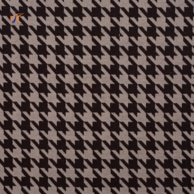 China New woolen tweed jacquard houndstooth anti-static acrylic fabric knitted blend woolen fabric for coats for sale