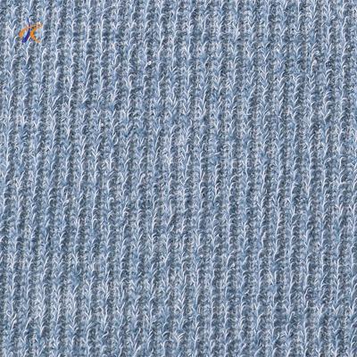 China Antistatic pure Persian ribbed stretch poly rayon spandex blend knit jacquard suiting double sided woolen fabric for sale