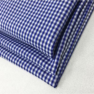 China Wholesale Shrink-Resistant Cotton Woven Yarn Dyed Cambric Fabric 100% Cotton Plaid Blue Home Textile Fabric for sale