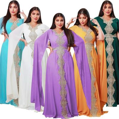 China Luxury traditional shopping Luxury Arabian Lace Robe Evening Dress Chiffon Abaya Dress 2022 Muslim clothing Modest gown Elegant Women's Clothing African for sale