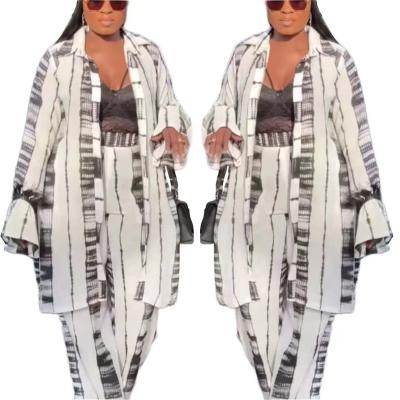 China Elegant casual 2022 Plus size African clothing Long Straight Trousers Casual Two Pieces suit Art Printed Set Party Women's wear American INK for sale