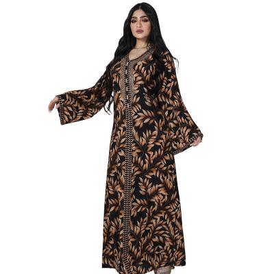 China Polyester 2022 Middle East muslim women's arabic robe abaya hot diamond dress muslim for sale