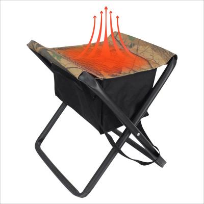 China Eclectic Camouflage Portable Heated Folding Stool, Camping Fishing Stool for Fishing Hiking Gardening and Beach with Carry Bag for sale