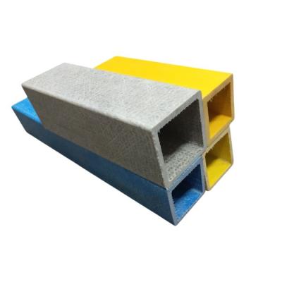 China High Strength FRP GRP Shaped Profiles Square Fiberglass Tube For Traffic Barrier Post for sale