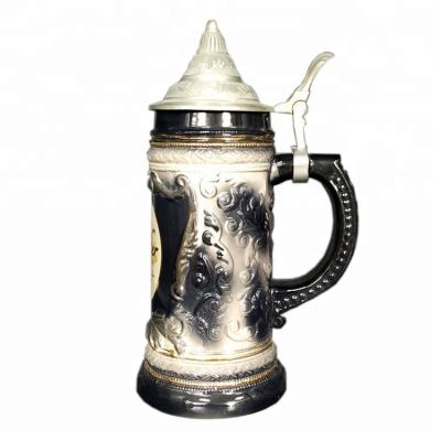 China German Wholesale Custom Ceramic Beer Mug Stocked Beer Mug With Lid for sale