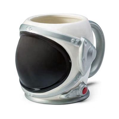 China Viable White Astronaut Helmet Engraved Ceramic Decal 3d Coffee Mug for sale