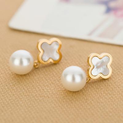 China 2021 Luxury Pearl Lucky Earrings Studs Charm Women's Earring Drop Earring European American Four Leaf Clover FASHION Jewelry for sale