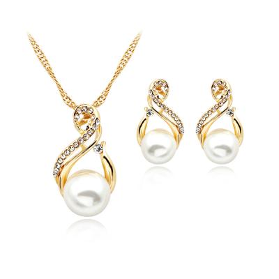 China High Quality TRENDY Jewelry Women's Fashion Gift Wedding Dubai Jewelry Pearl Sets Jewelry Necklace Earrings for sale