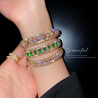 China European and American personality FASHIONABLE full Diamond Bracelet Spring New Square Diamond Fashion Bracelet for sale