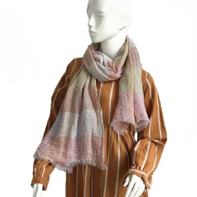 China Wholesale Fashion Scarf Eco-friendly Chat Dyed Large Check Rayon Cotton Scarf Cheap Shawl For Women for sale