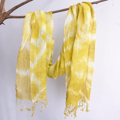 China Canvas Vintage Tie Dye Gradient Scarf Ladies Temperament Small Scarf Wholesale for sale