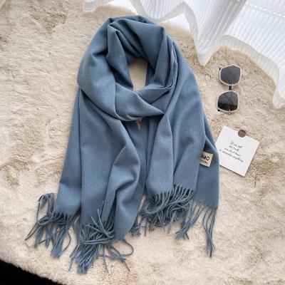 China Good Prices Classic Custom Logo Scarves Classic Logo Warm Winter Shawl Fringed Multicolor Soft Cashmere Scarf for sale