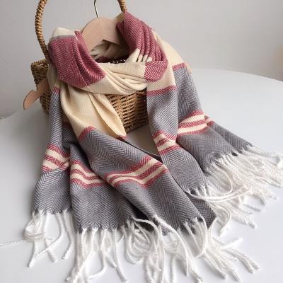 China Wholesale Custom Made Women Tartan Eco-Friendly Yarn Dyed Winter Plaid Scarf Shawl Wrap Warm Wrap With Tassel for sale