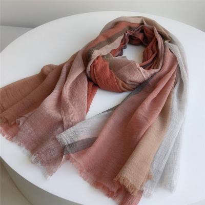 China Skin Friendly New Listing Pure Wool Fil-dyed Plaid Light And Delicate Soft Scarf Hijab Shawl For Women for sale