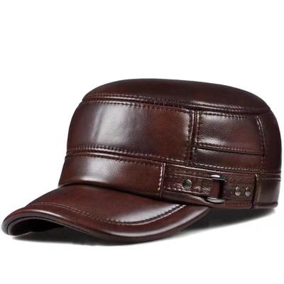 China breathable & Spring&Winter Men's Genuine Leather Flat Cm Customized Outdoor Hat Waterproof Men Black/Brown Baseball Caps Golf Hat Golf Snapback Size 62 Male 54 for sale