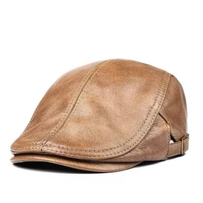 China Fashion Genuine Leather Men Women Street Hood Beret Men's Slim Hats 55 61 cm Adjustable Front Men Hat Leisure Platypus Cap for sale