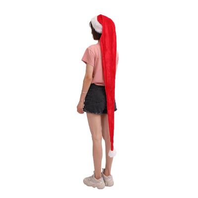 China 1.5m Long Funny Extra Plush Santa Cap Halloween Christmas Crossed Hat Accessories For Holiday Party Decoration for sale